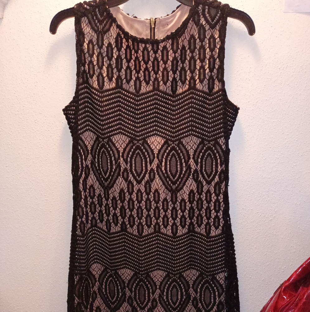Black lace Dress with beige linning. Size sm PTP 19 streched